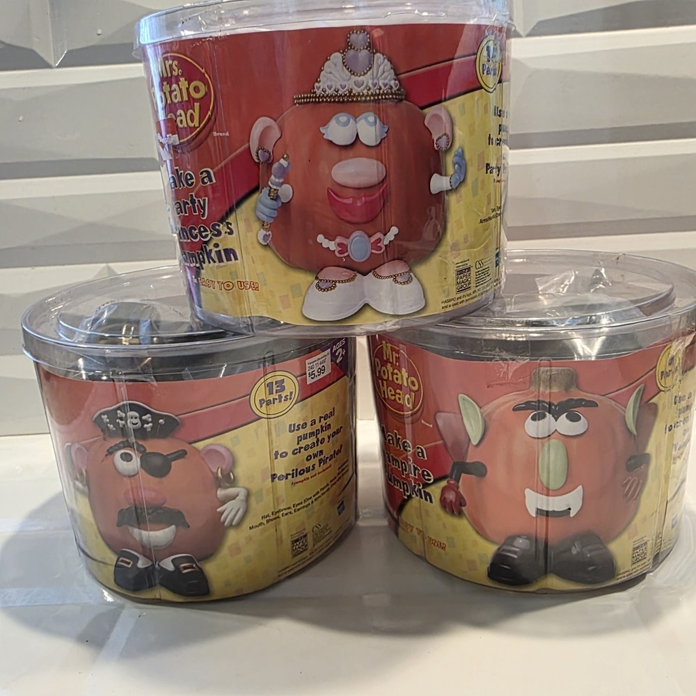 3 New Vintage Mr Potato Head Make A Pirate-Princess-Vampire Pumpkin 2008 Sealed